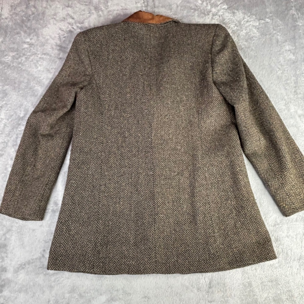 Vtg Limited Blazer Mens S 36R Brown Herringbone Wool Blend Suede Tweed‎ Jacket - Picture 9 of 11